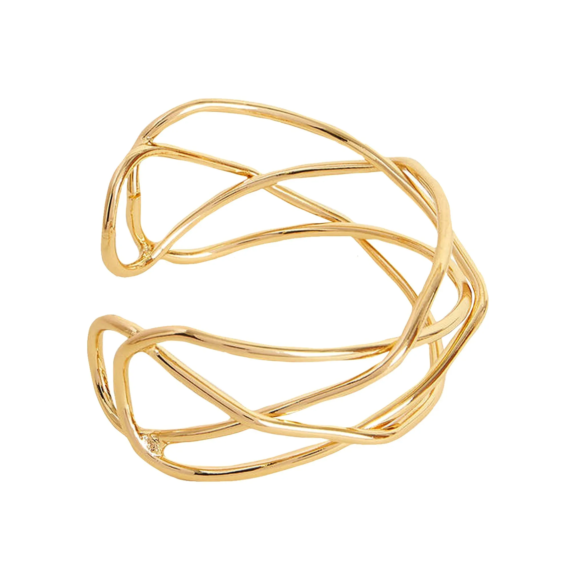 Accessorize London Women's Gold Woven Metal Cuff Bracelet