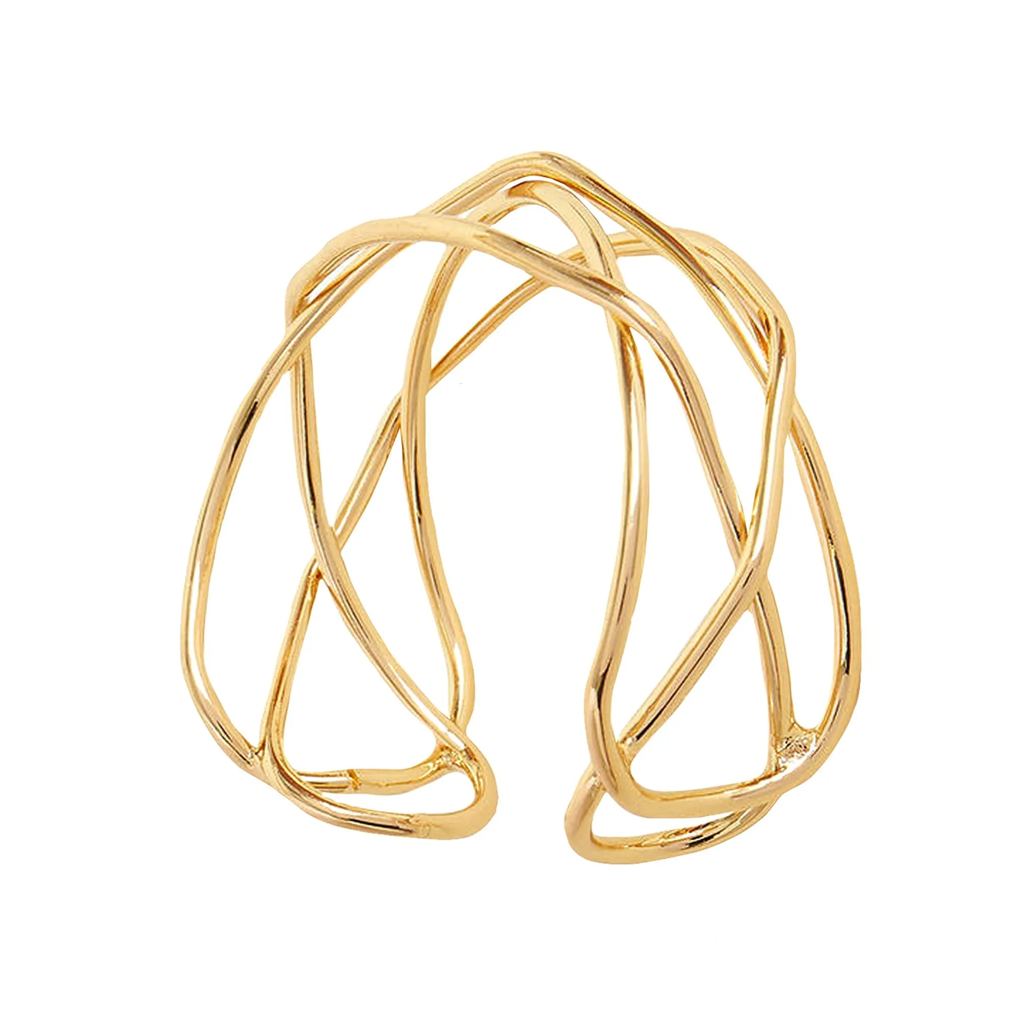 Accessorize London Women's Gold Woven Metal Cuff Bracelet