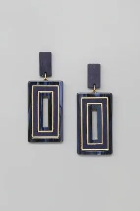 Acetate & Wood Rectangle Earring