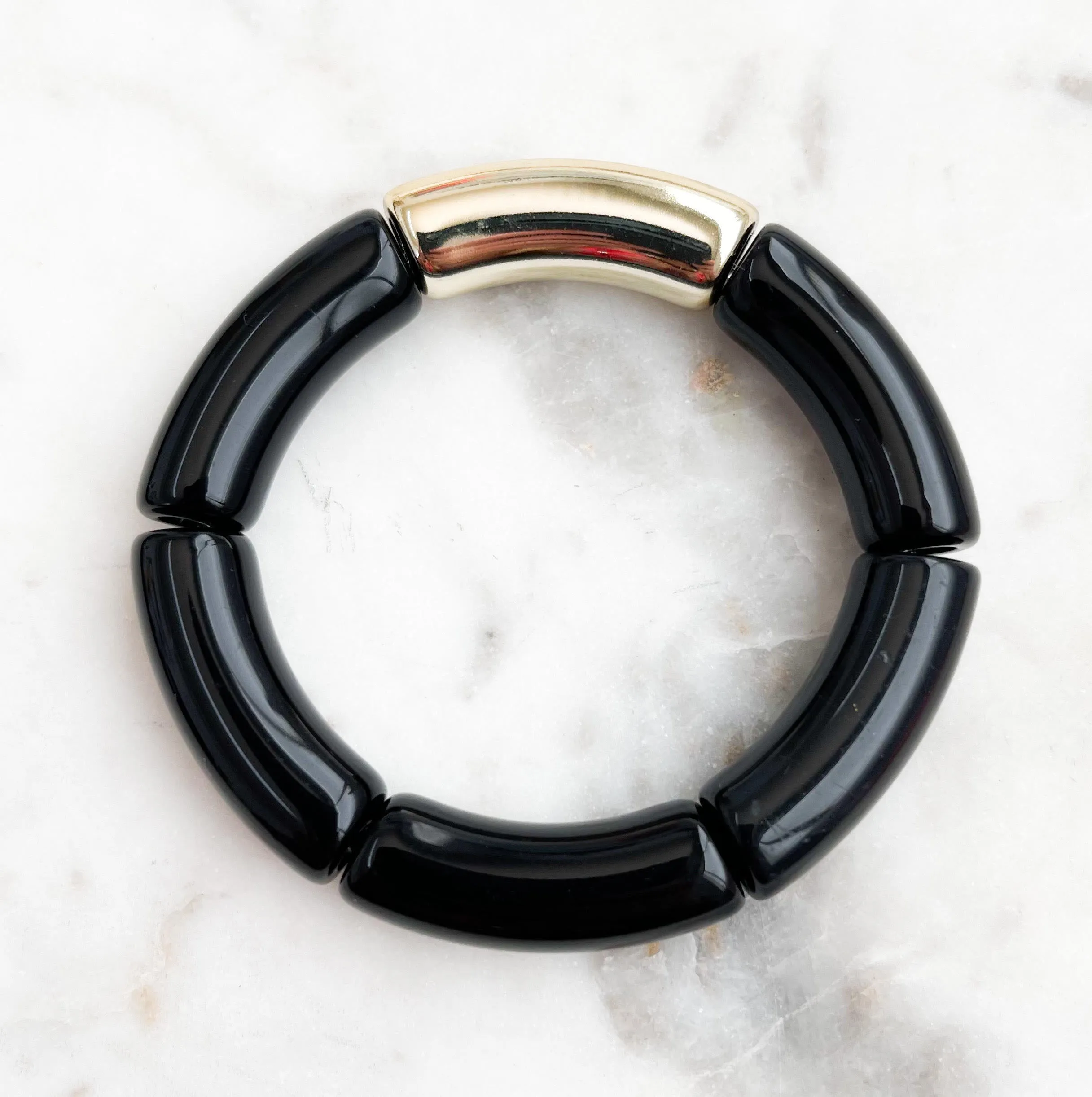 Acrylic Bamboo Bangle Bracelet Black 