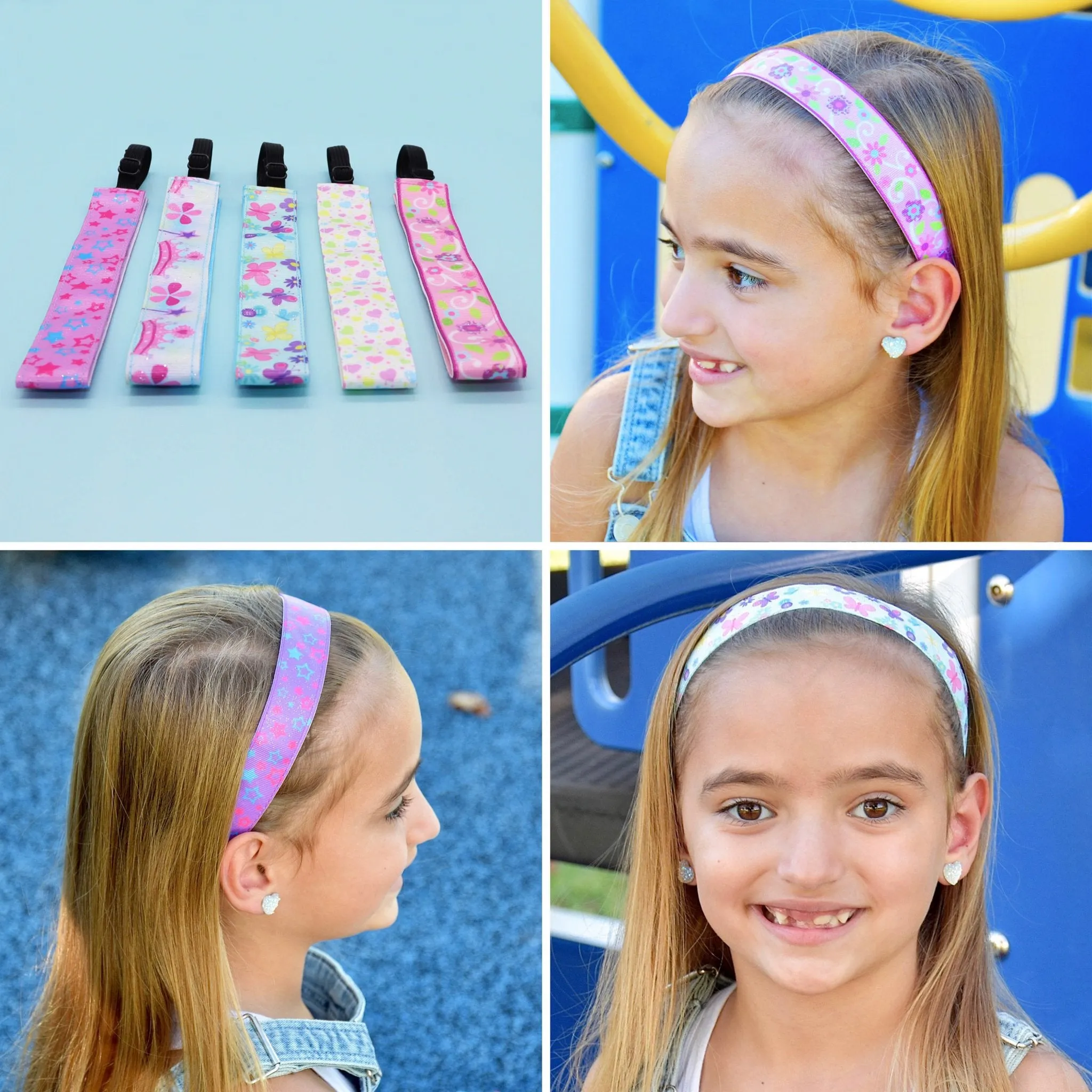 Adjustable No Slip Headbands - Cute Icons 5 Pack