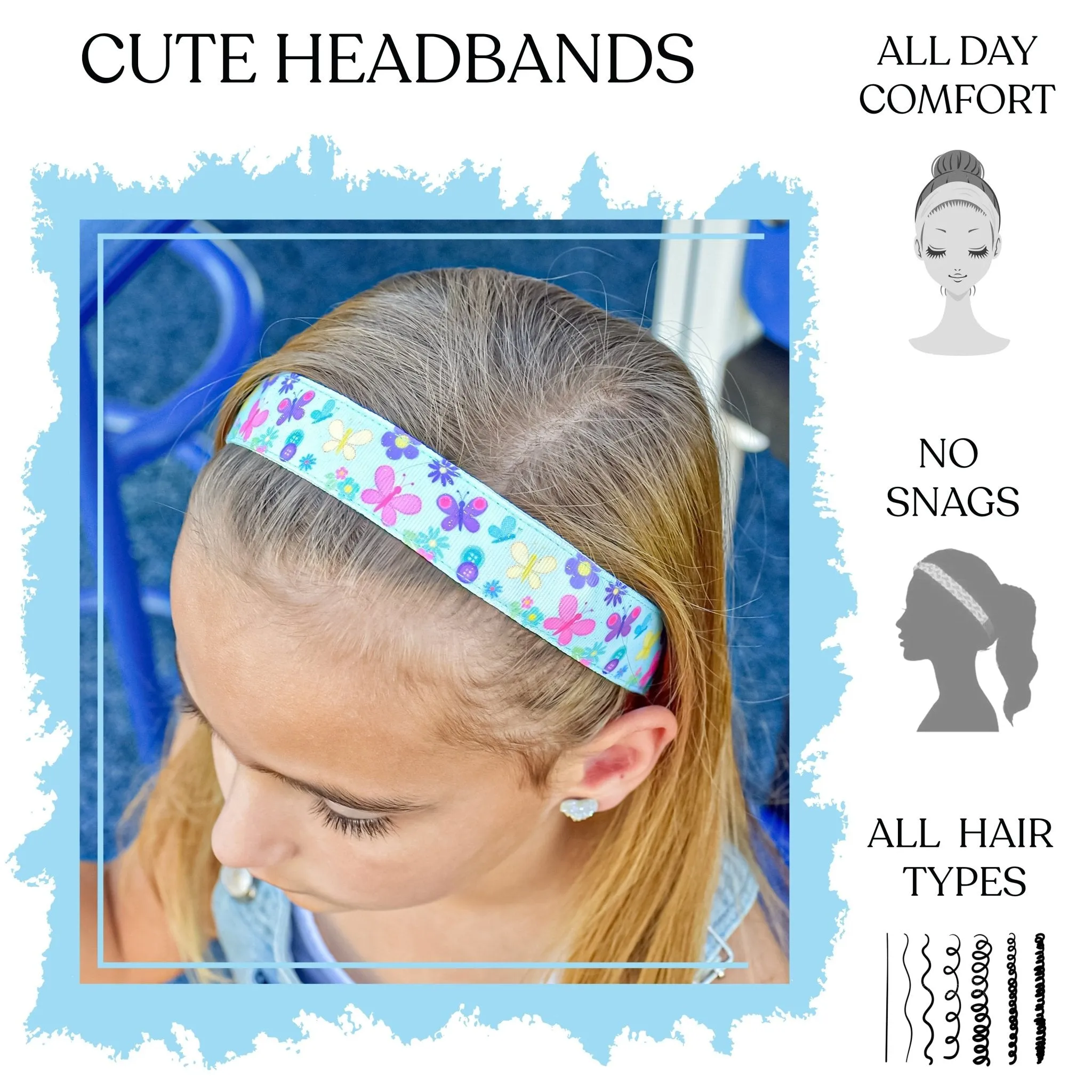 Adjustable No Slip Headbands - Cute Icons 5 Pack