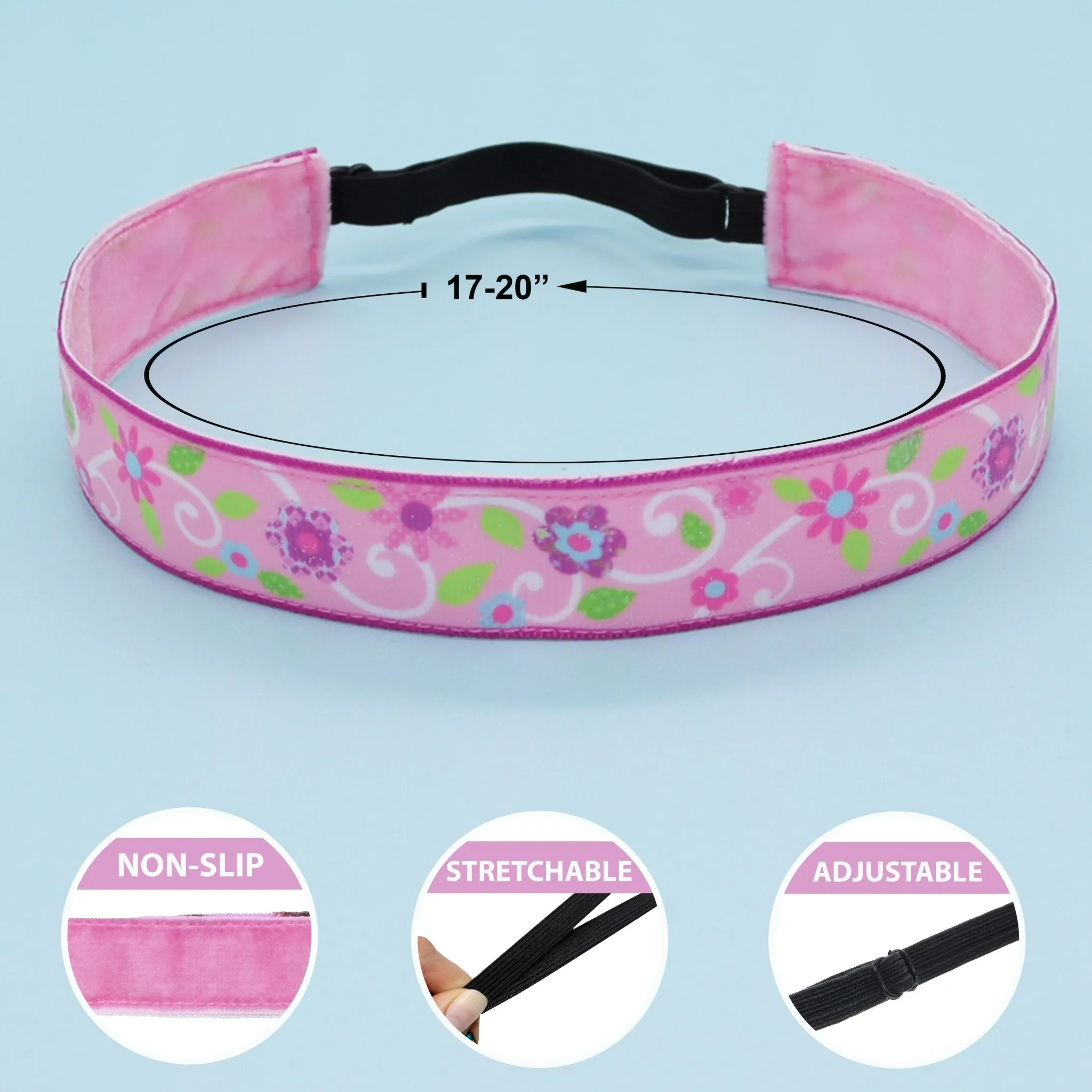 Adjustable No Slip Headbands - Cute Icons 5 Pack