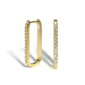 AFJ Diamond Collection - Timeless Diamond Hoop Earrings, 14k Yellow Gold