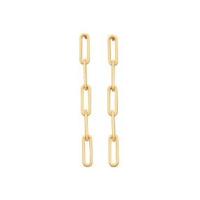 AFJ Gold Collection - Paperclip Chain Drop Earrings, Yellow Gold