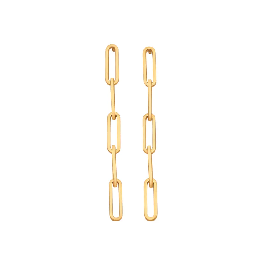 AFJ Gold Collection - Paperclip Chain Drop Earrings, Yellow Gold