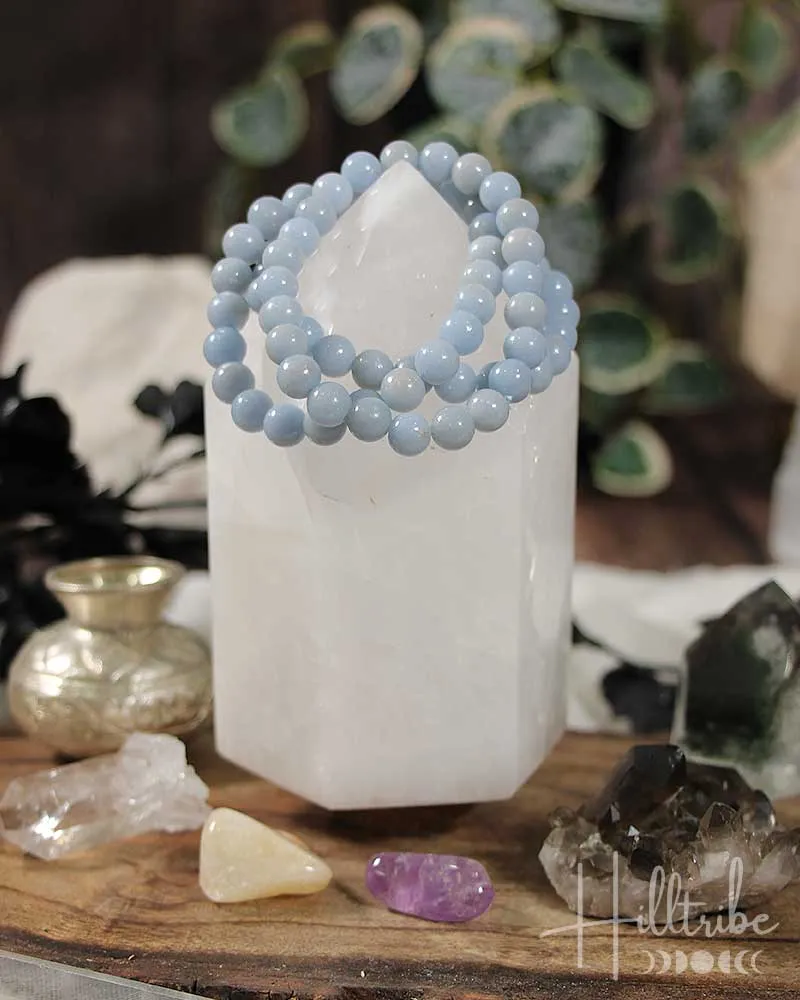 Angelite Gemstone Power Bracelet 8mm