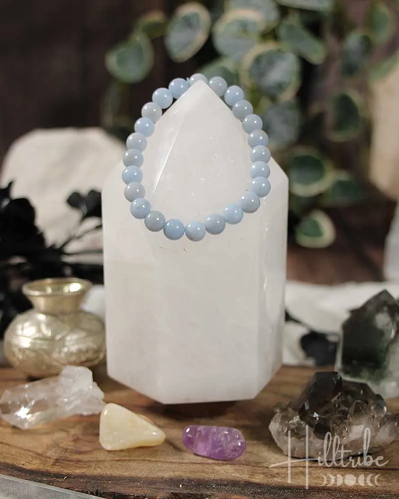 Angelite Gemstone Power Bracelet 8mm