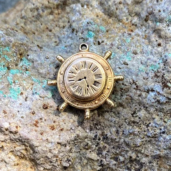 Antique Clock Compass Charm