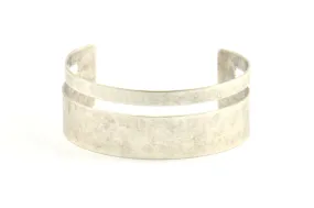 Antique Silver Cuff, 1 Antique Silver Plated Cuff Bracelet Bangle (25x155x0.80mm ) Brc024