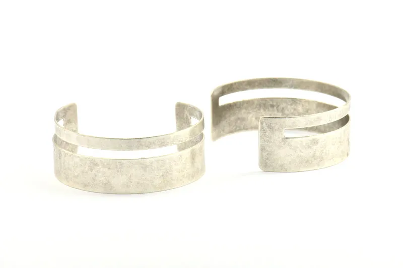 Antique Silver Cuff, 1 Antique Silver Plated Cuff Bracelet Bangle (25x155x0.80mm ) Brc024