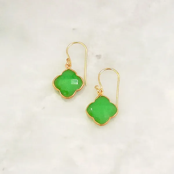 Apple Green Chalcedony Single Drop Hook Earrings