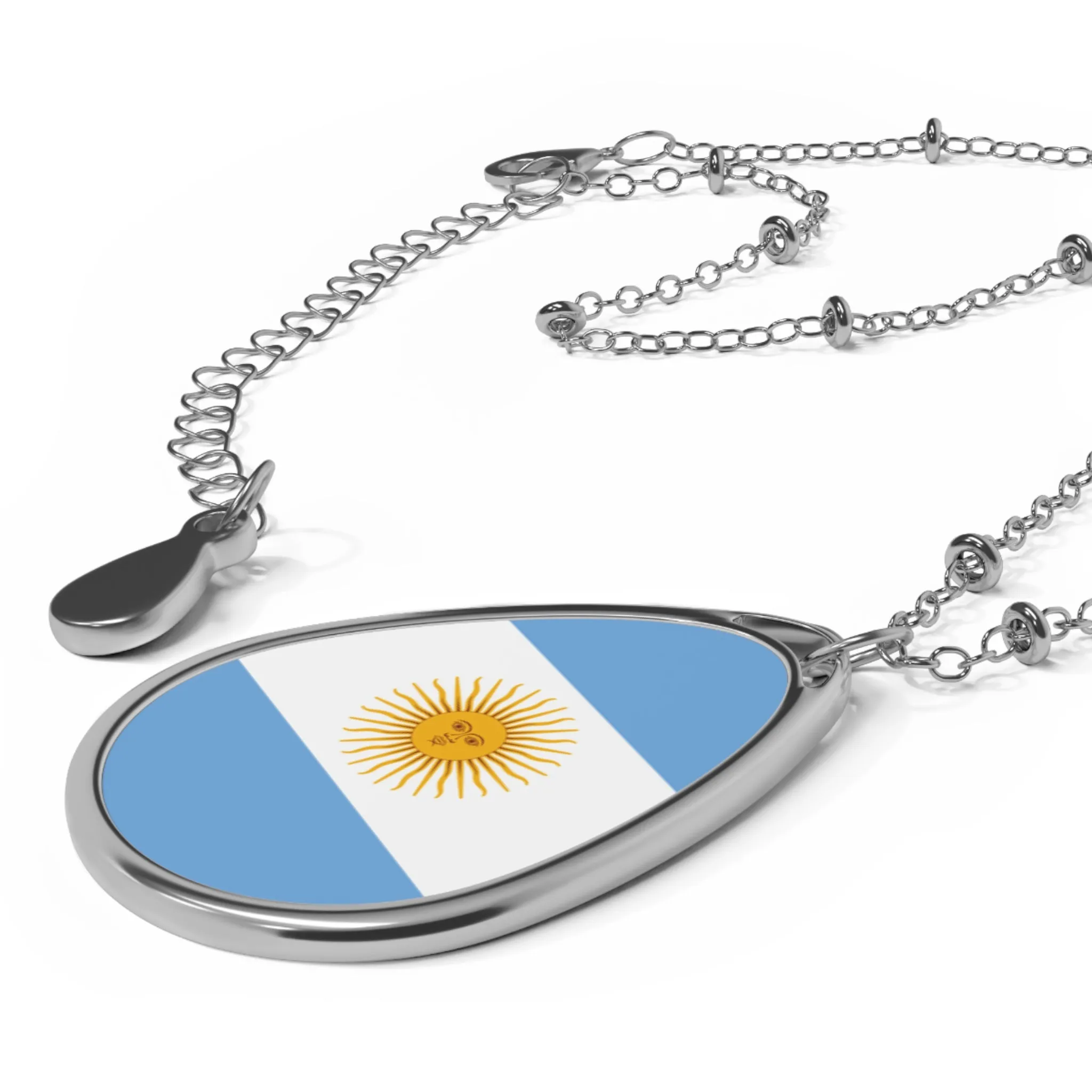 Argentina Flag Necklace / Patriotic Jewelry For Argentina Lovers