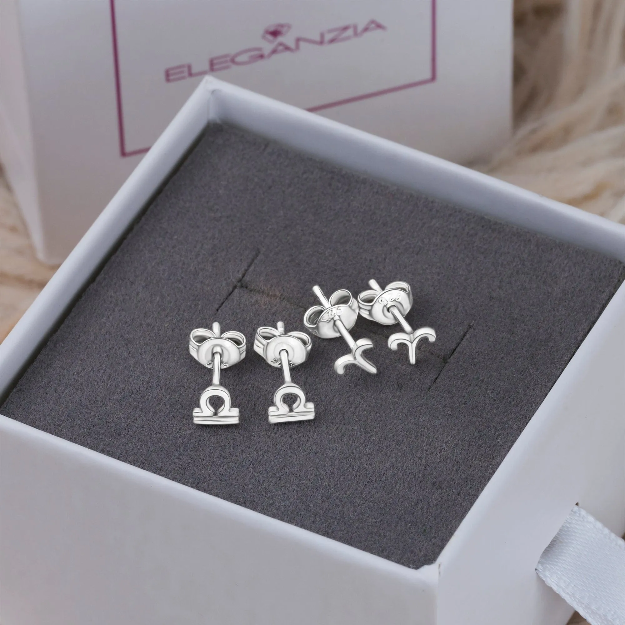 Aries Stud Earrings Sterling Silver - Zodiac Constellation Earrings