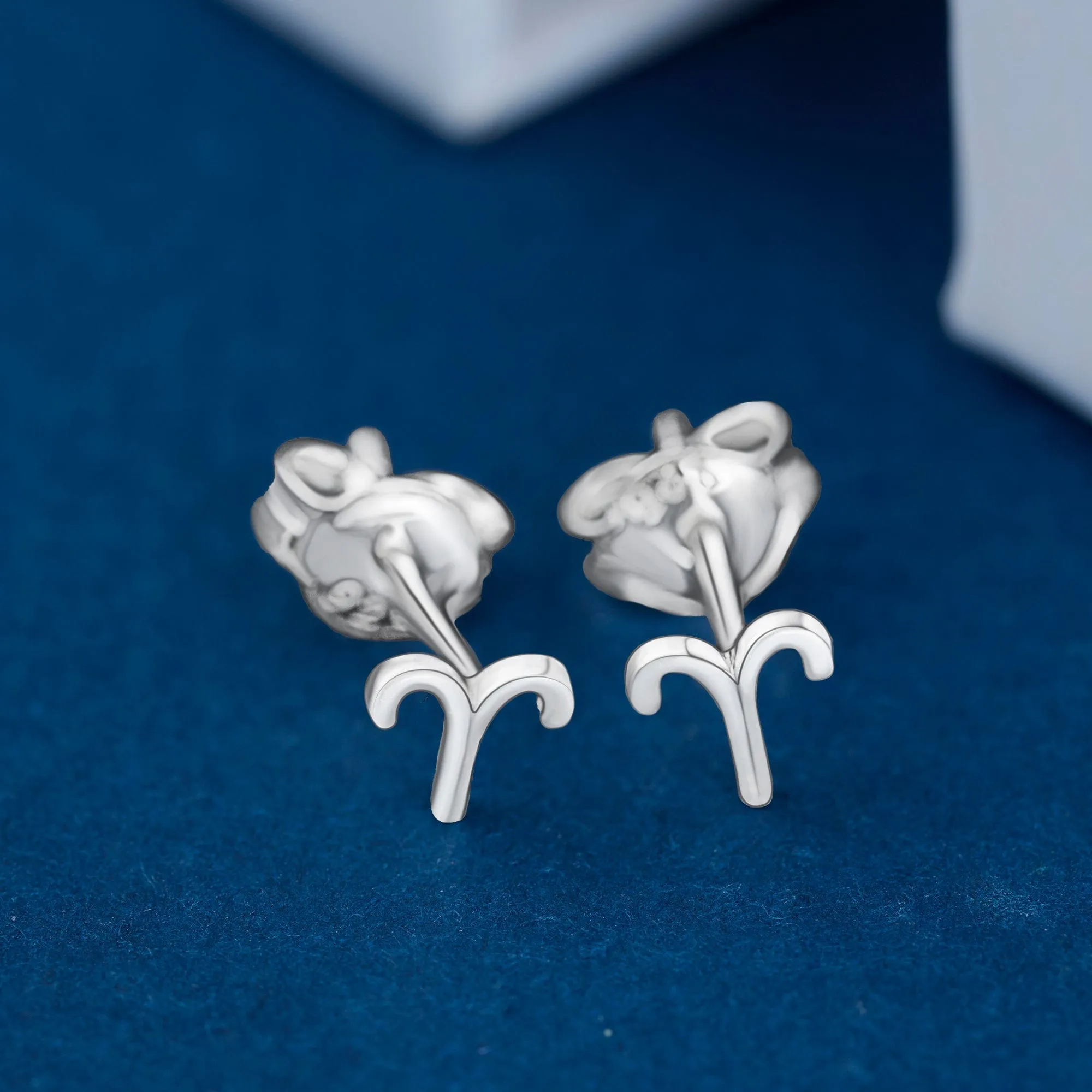 Aries Stud Earrings Sterling Silver - Zodiac Constellation Earrings