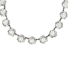 Art Deco Short Sterling & Crystal Riviera Chain Necklace 15"