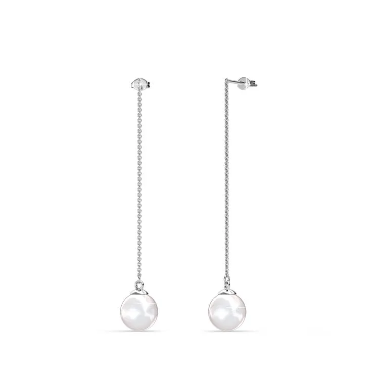 Aspen Exemplary 18k White Gold Plated Pearl Dangle Earrings with Freshwater Pearl