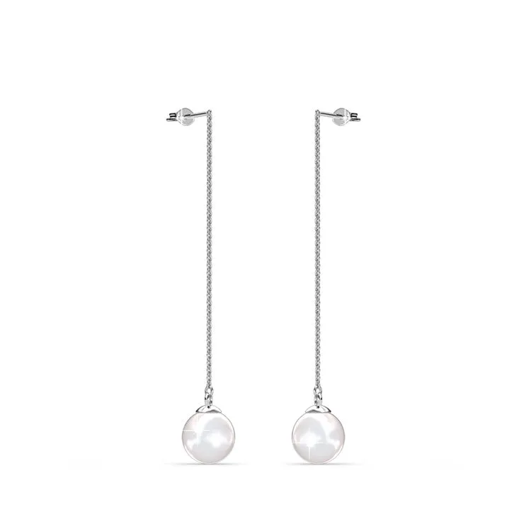 Aspen Exemplary 18k White Gold Plated Pearl Dangle Earrings with Freshwater Pearl