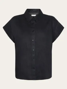 ASTER fold up short sleeve linen shirt - Black Jet