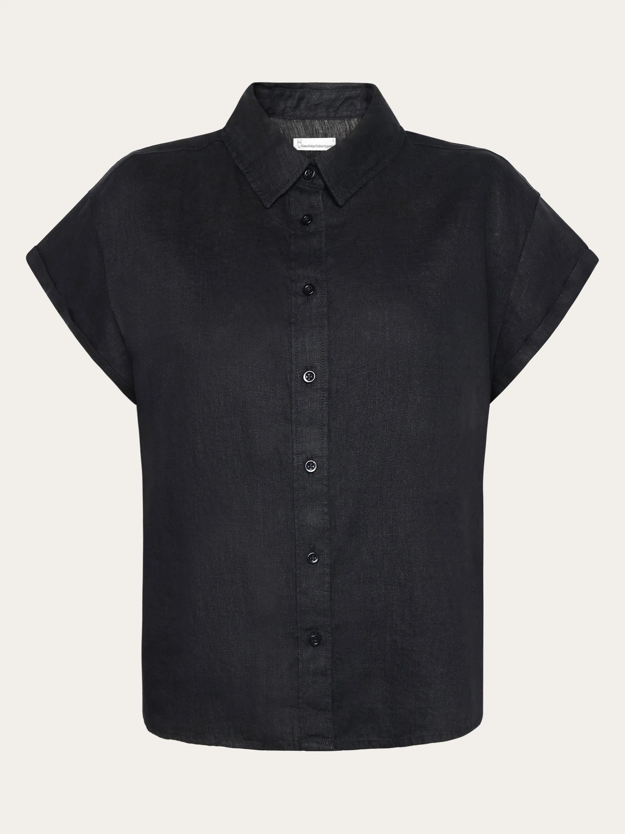 ASTER fold up short sleeve linen shirt - Black Jet