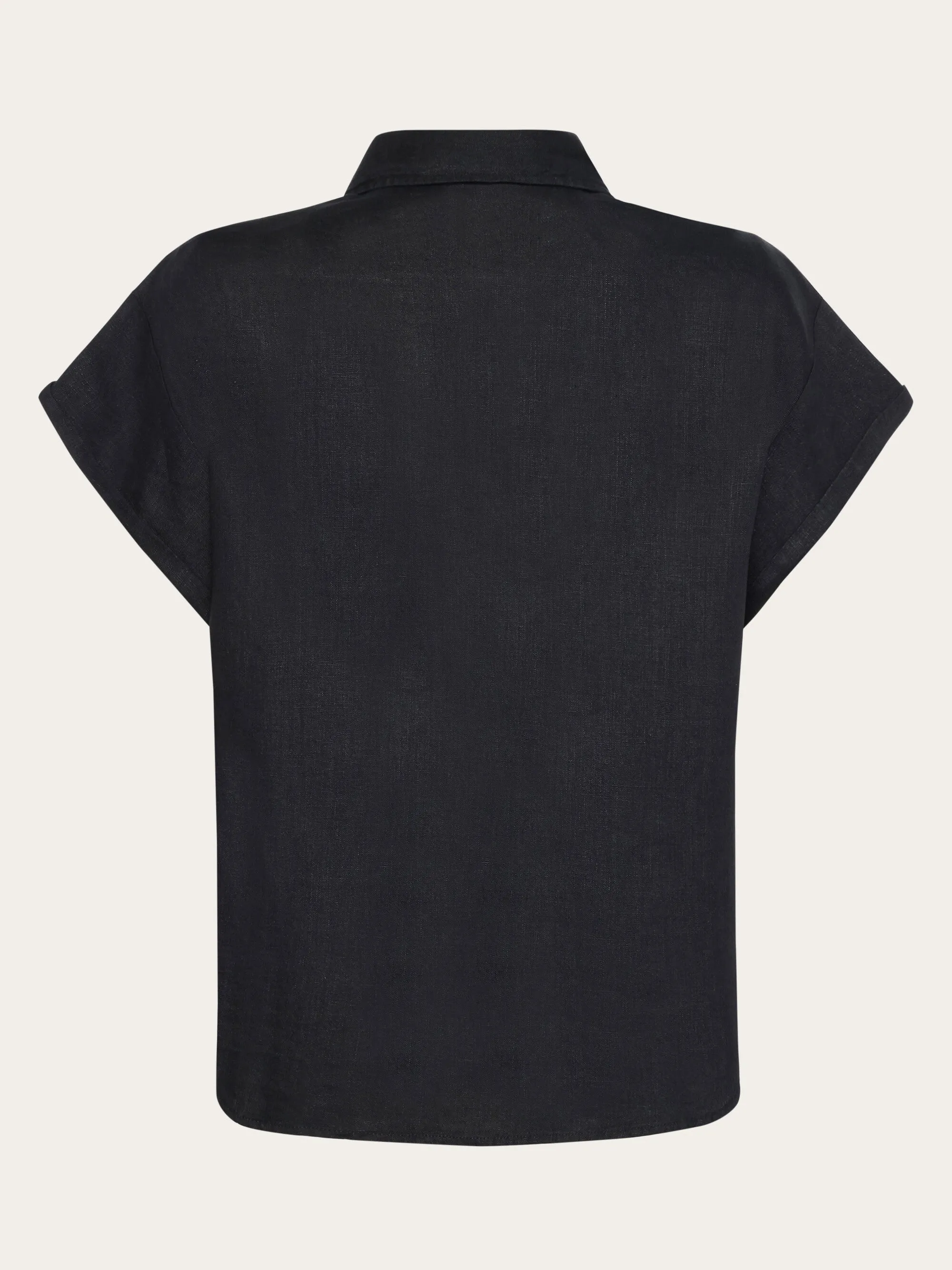 ASTER fold up short sleeve linen shirt - Black Jet