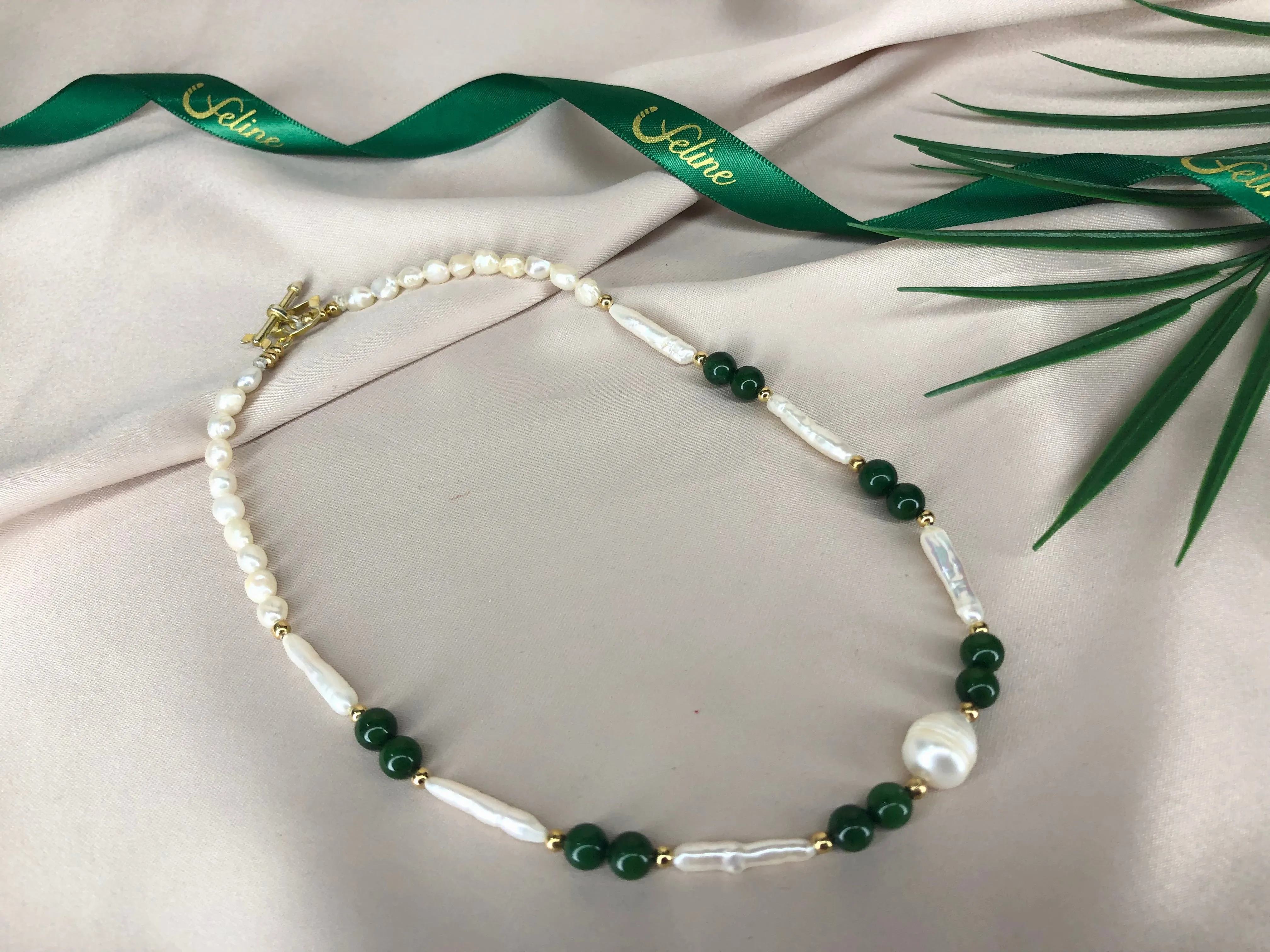 Axelle  Authentic Jade   Pearl Necklace