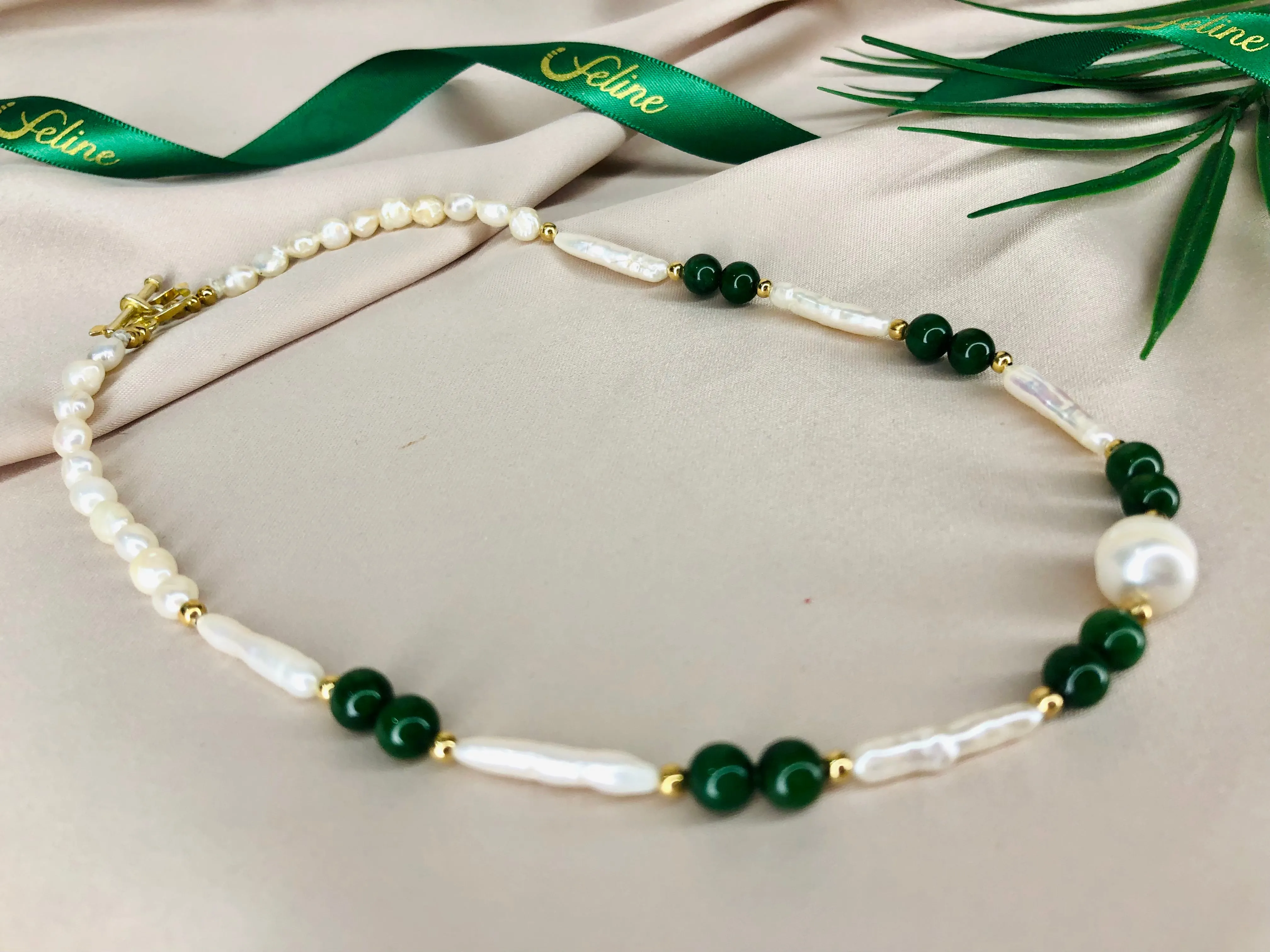 Axelle  Authentic Jade   Pearl Necklace