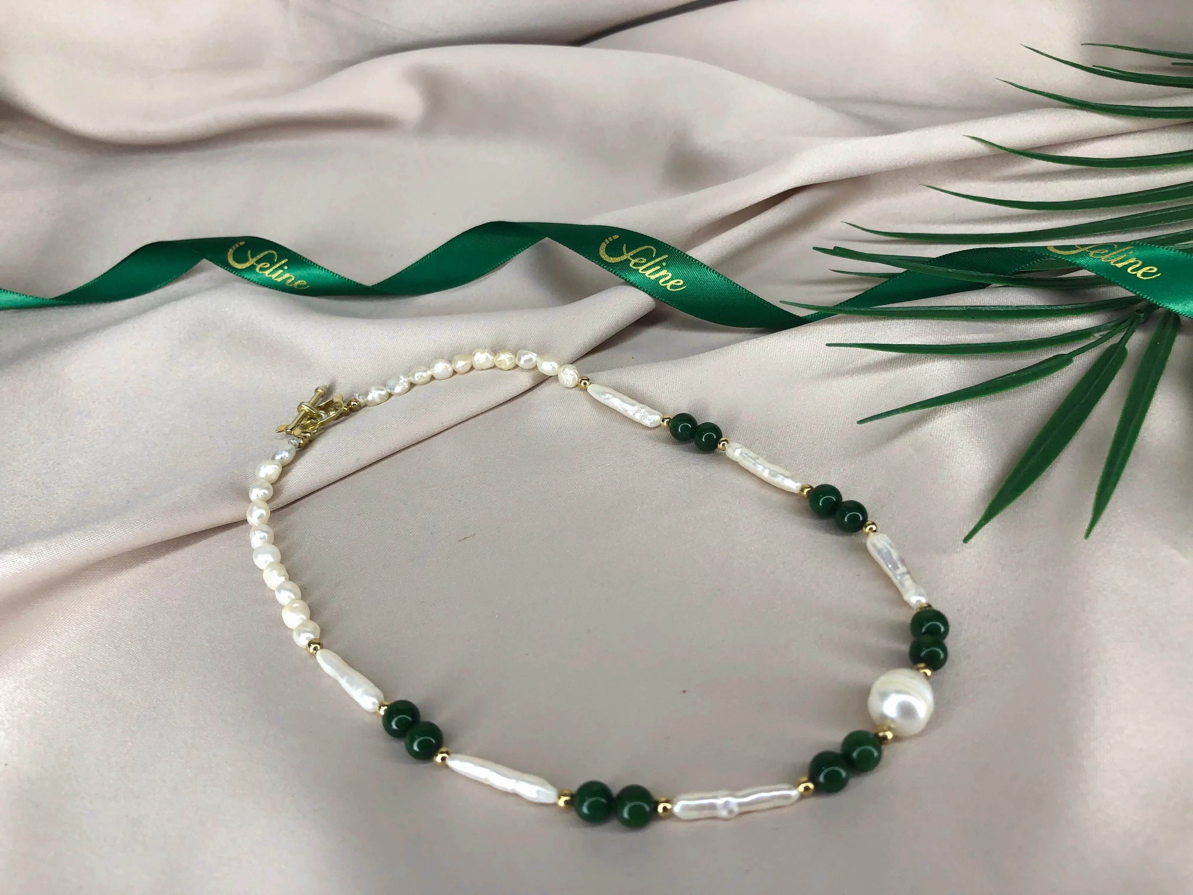 Axelle  Authentic Jade   Pearl Necklace