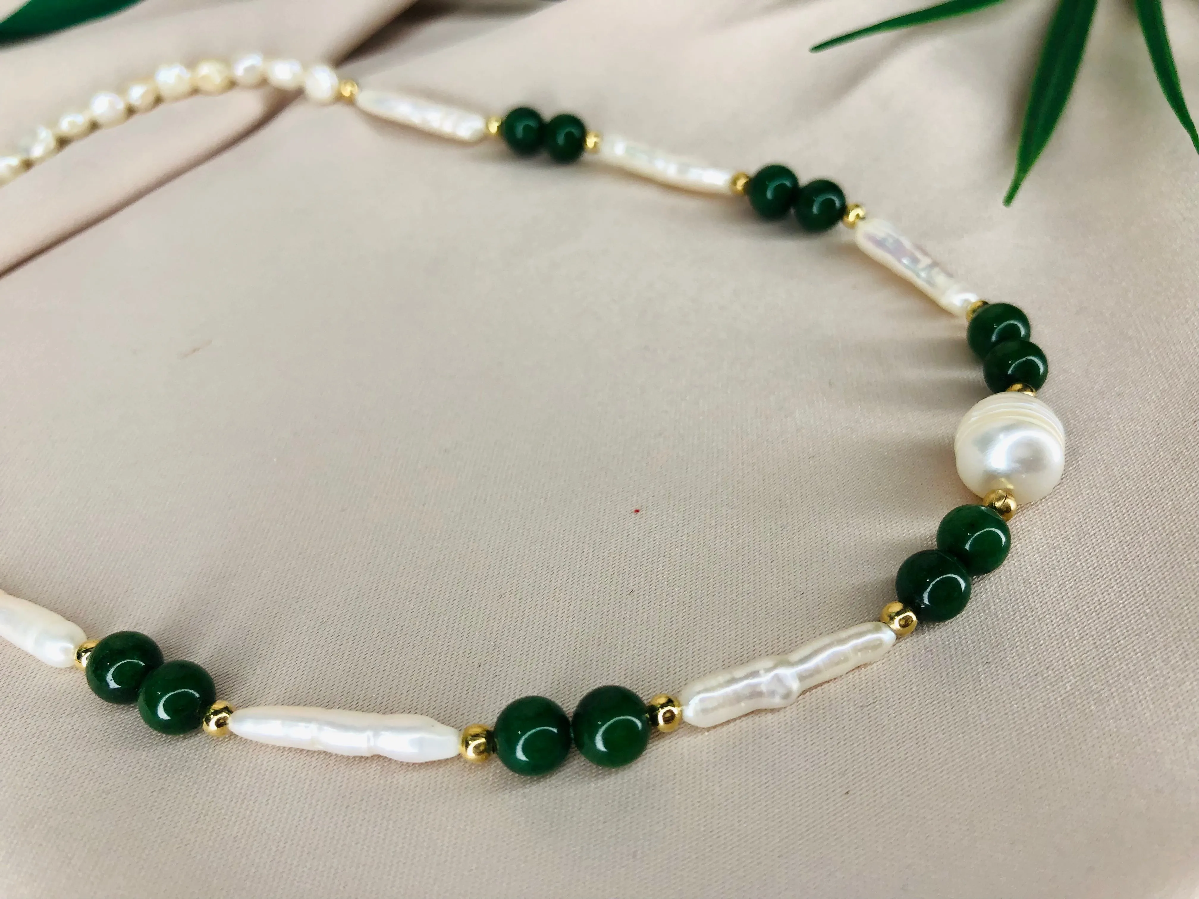 Axelle  Authentic Jade   Pearl Necklace