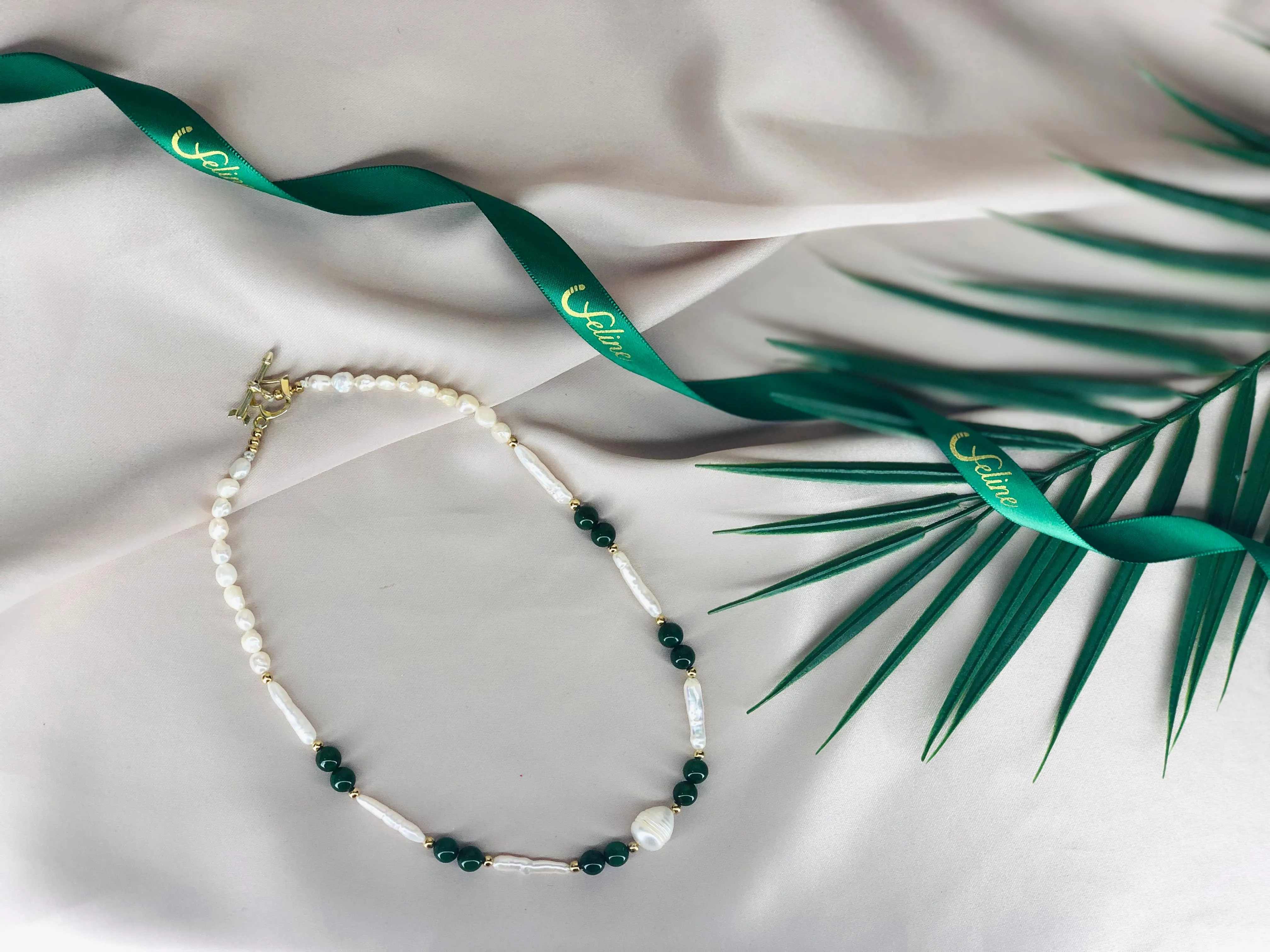 Axelle  Authentic Jade   Pearl Necklace