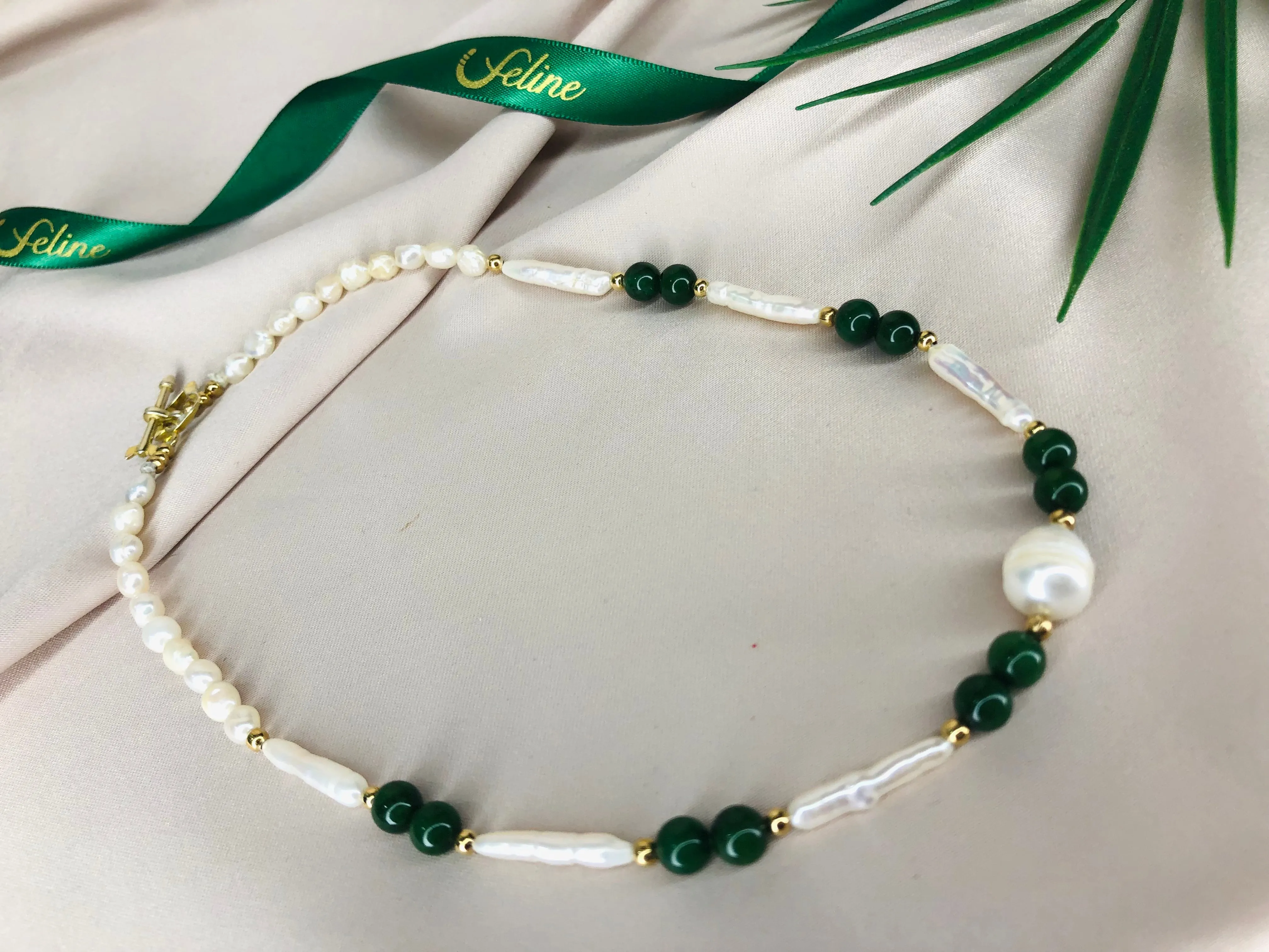 Axelle  Authentic Jade   Pearl Necklace