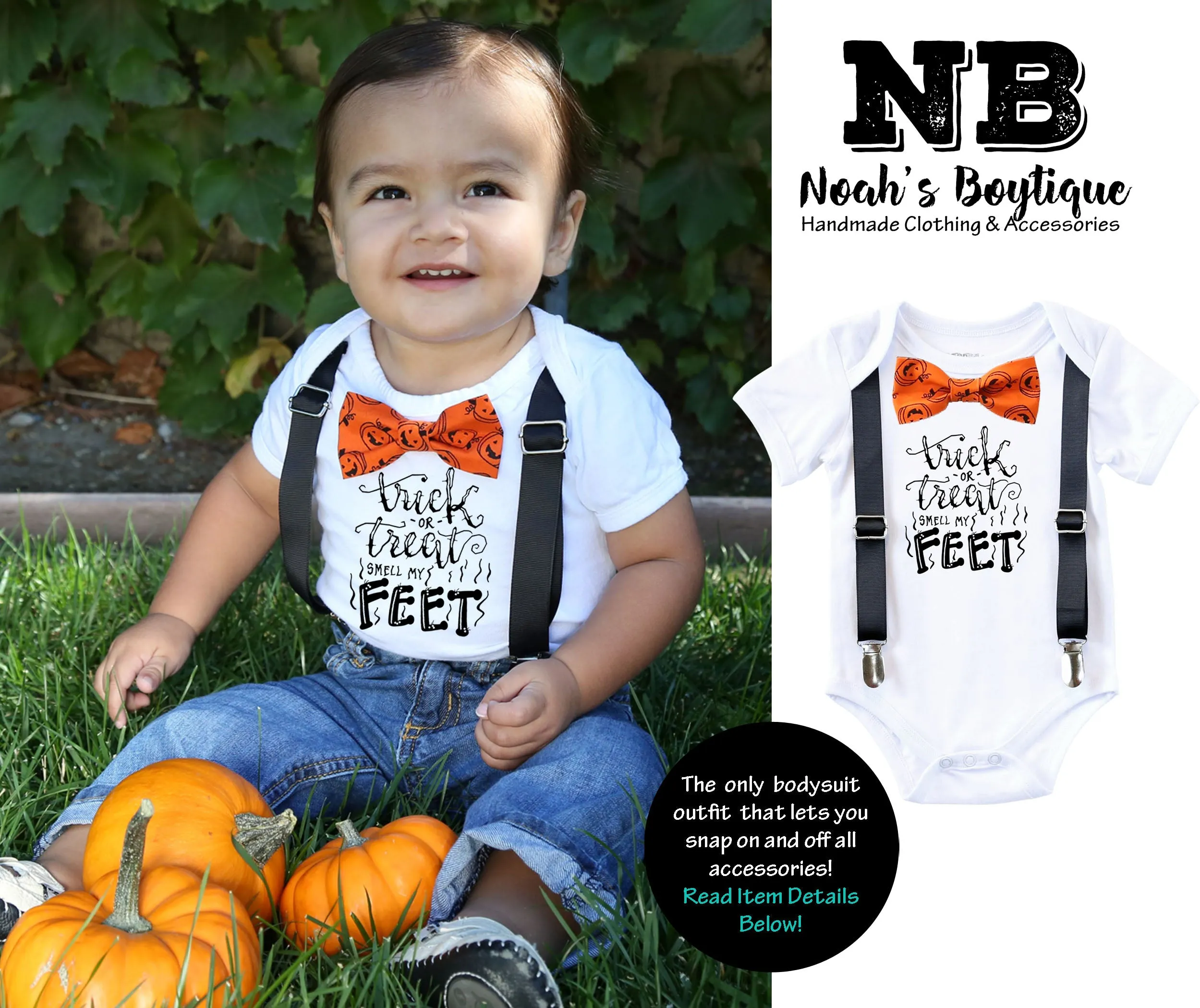 Baby Boy Halloween Outfit Trick or Treat Smell My Feet