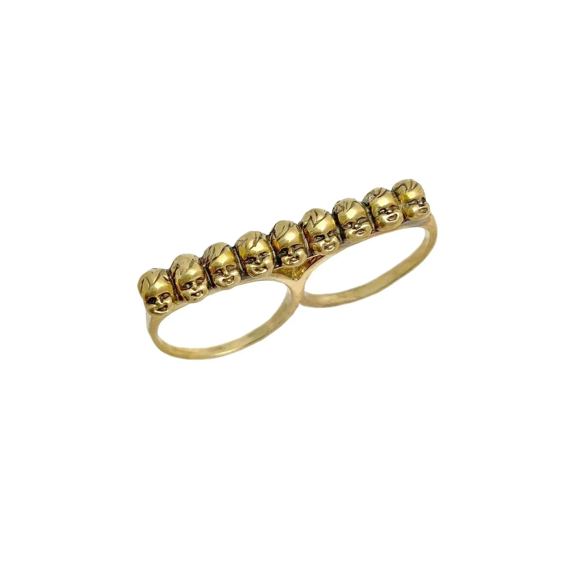 Baby Heads Knuckle Ring Gold Tone