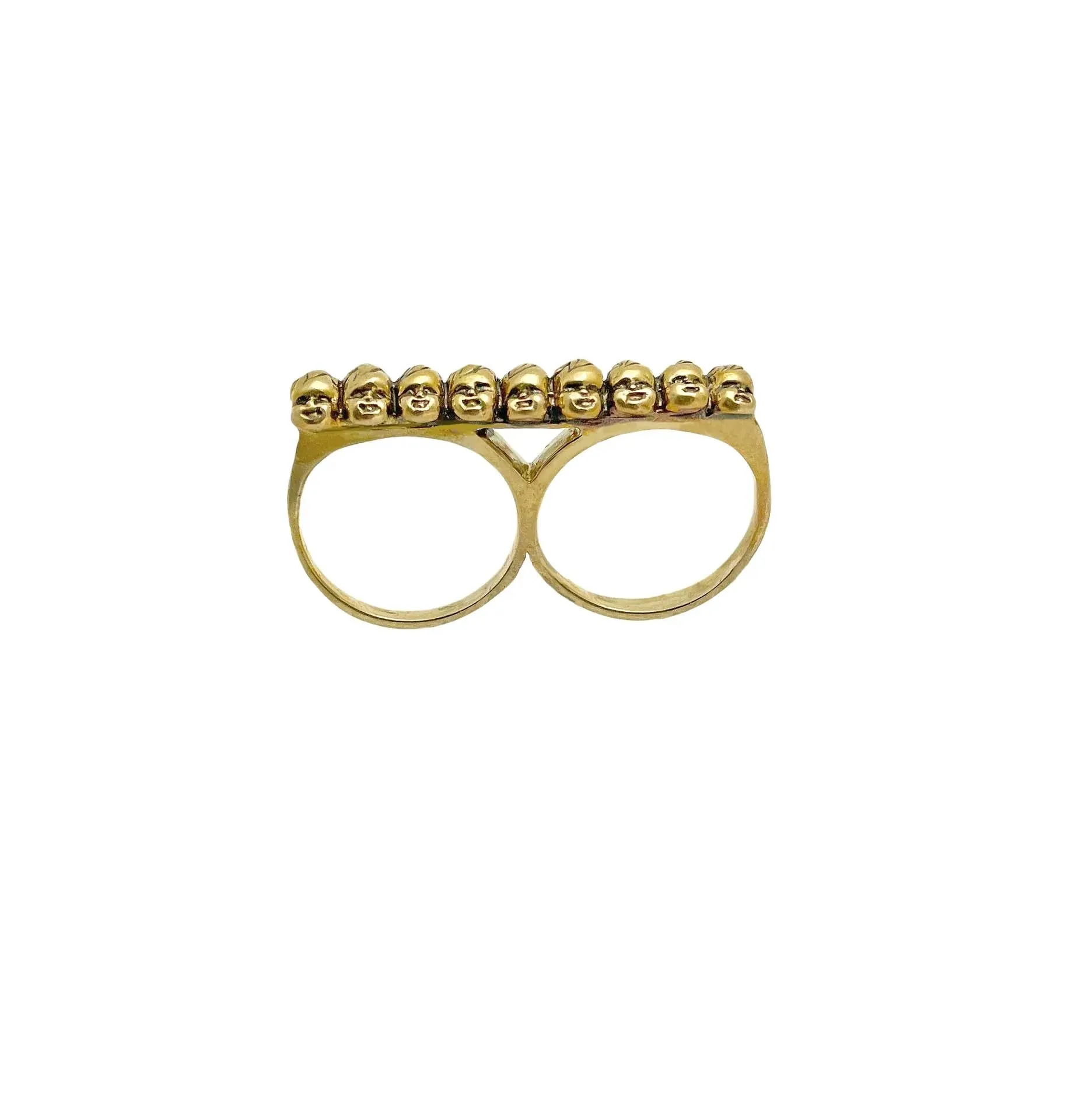 Baby Heads Knuckle Ring Gold Tone