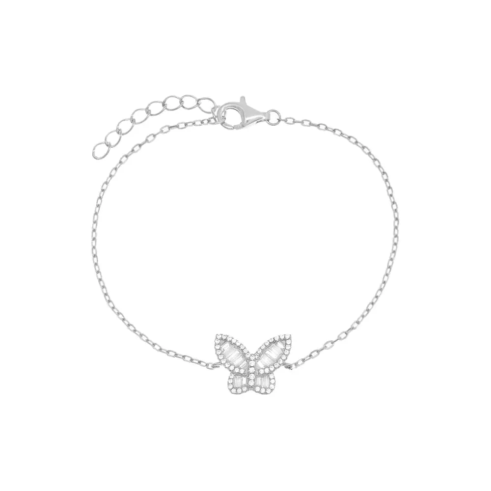 Baguette Butterfly Bracelet in Silver