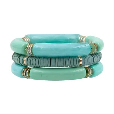 Bamboo Acrylic Stretch Bracelet Set