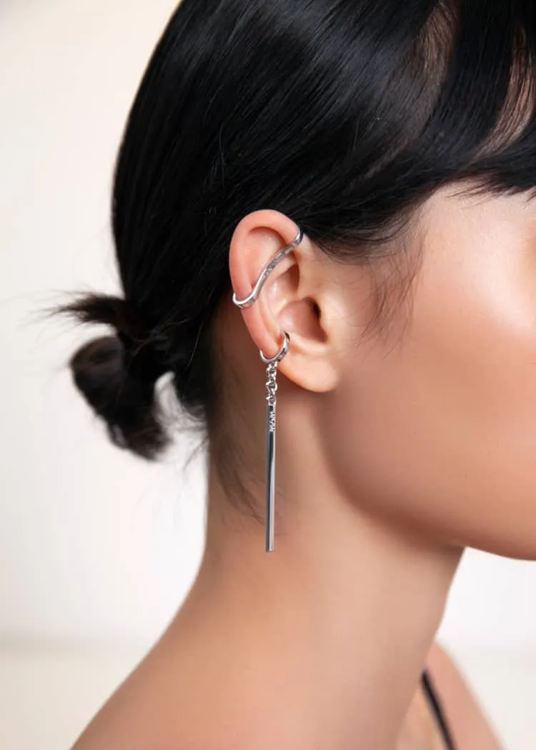 Bar ear-cuffs in silver