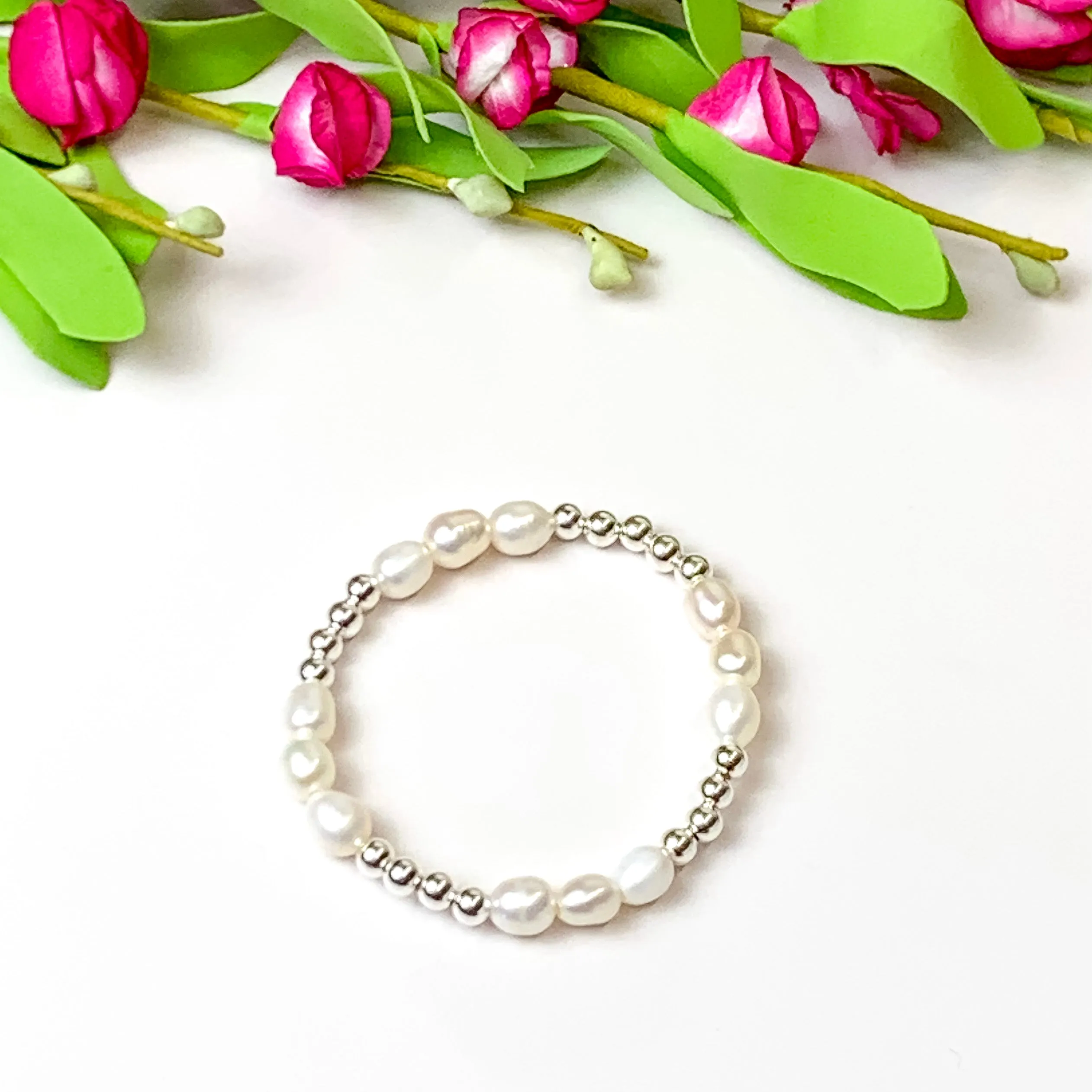 Beaded Blondes | Willow Pearl Bracelet in Silver