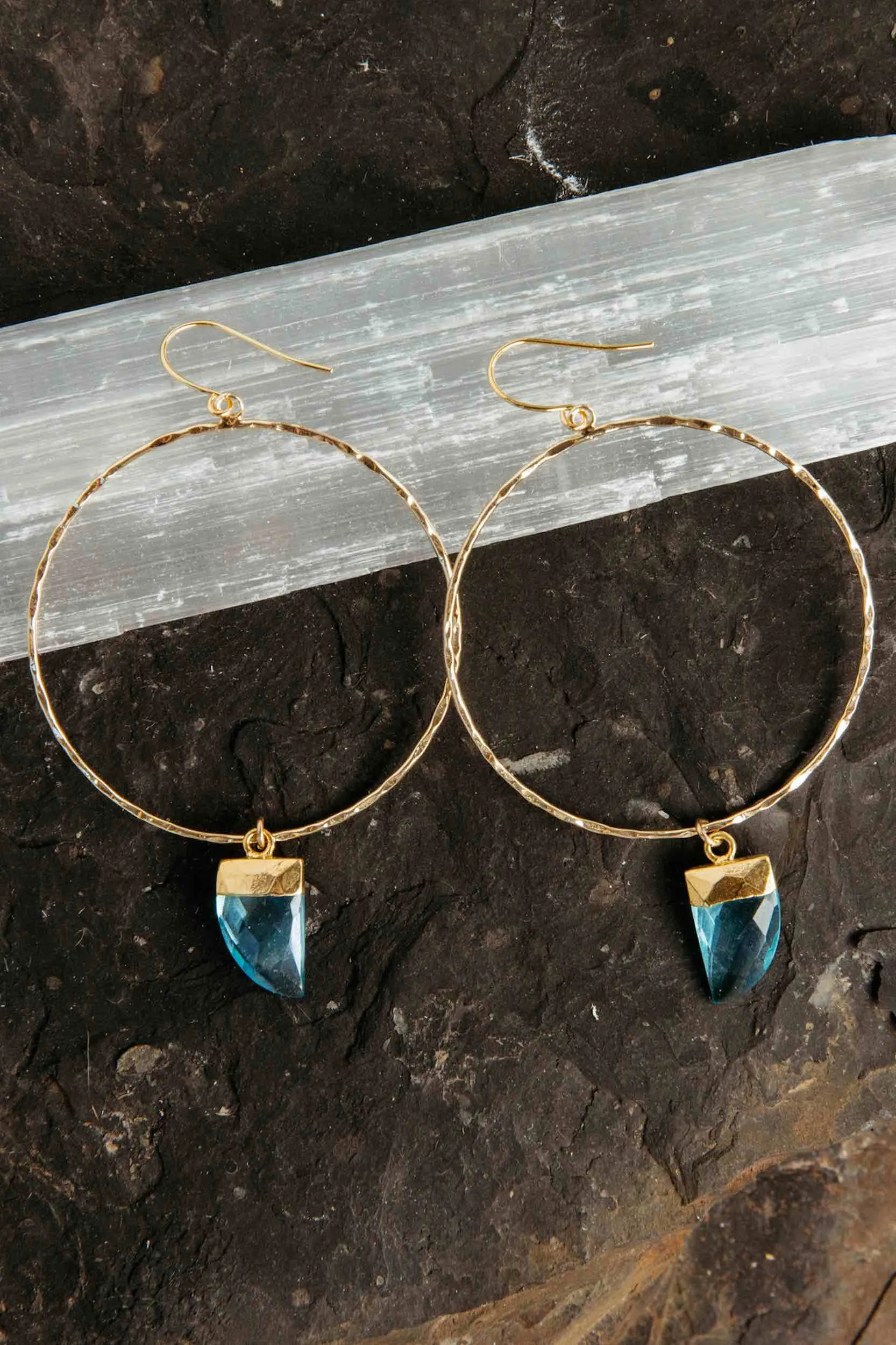 Believe In Yourself Topaz Gold Hoop Earrings