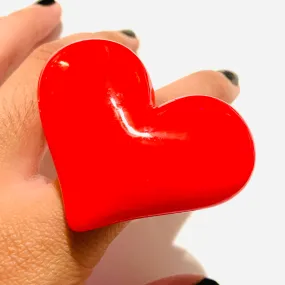 Big Red Heart Acrylic Statement Ring