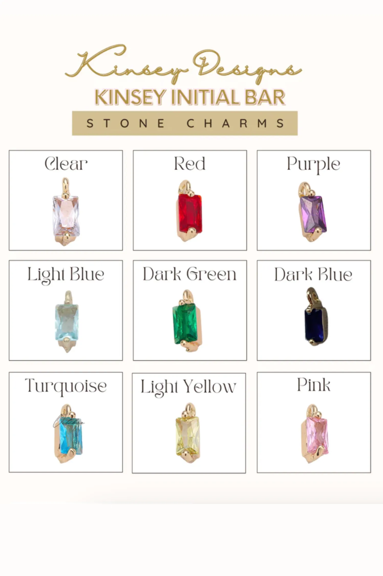 Birthstone Charms- Initial Bar