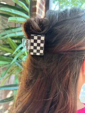 Black & White Small Checkered Hair Clip