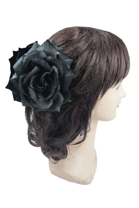 Black Double Rose Hair Clips