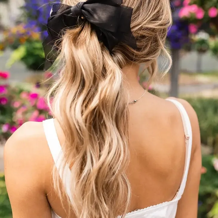 Black Sheer Banana Claw Clip Hair Bow