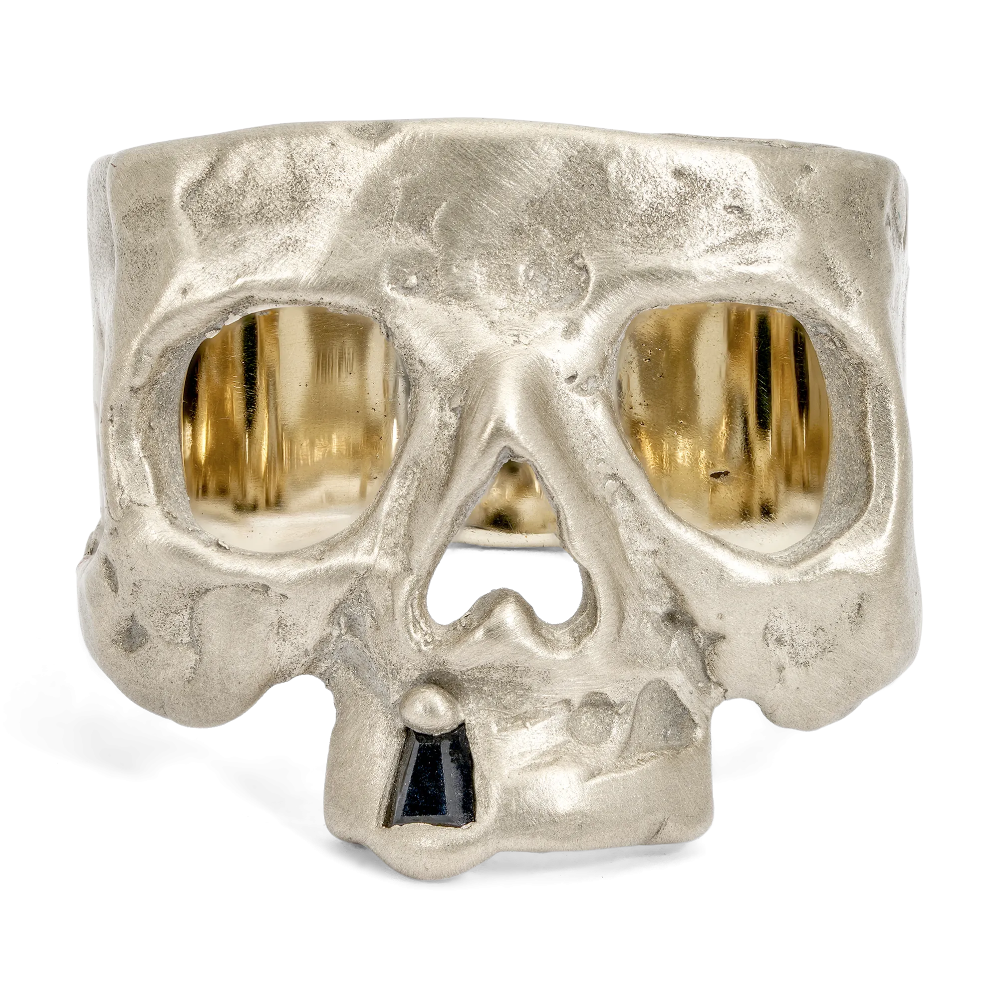 Black Snaggletooth Skull Ring in White - Made to Order