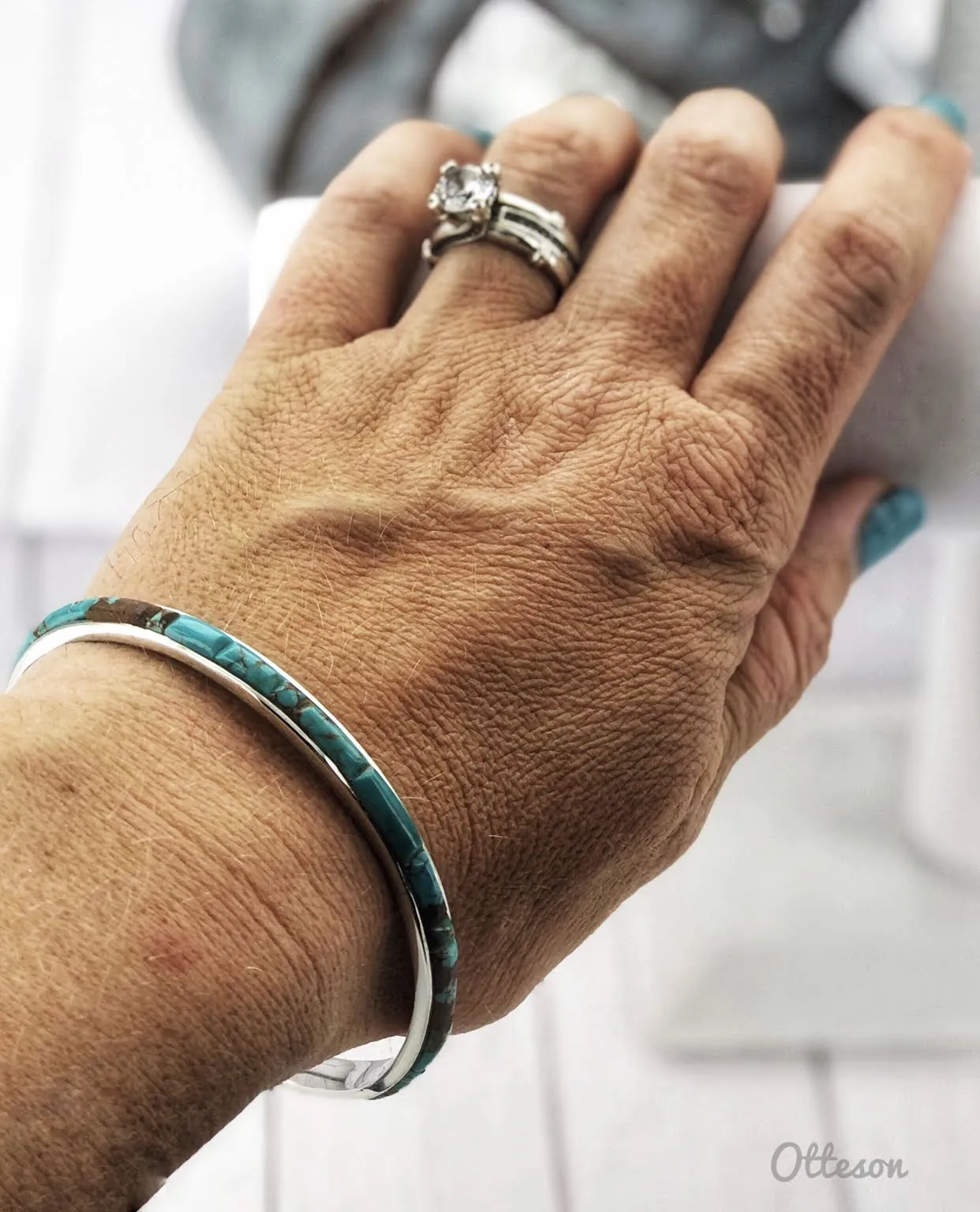 Blue Moon Turquoise Bangle Bracelet 2.5