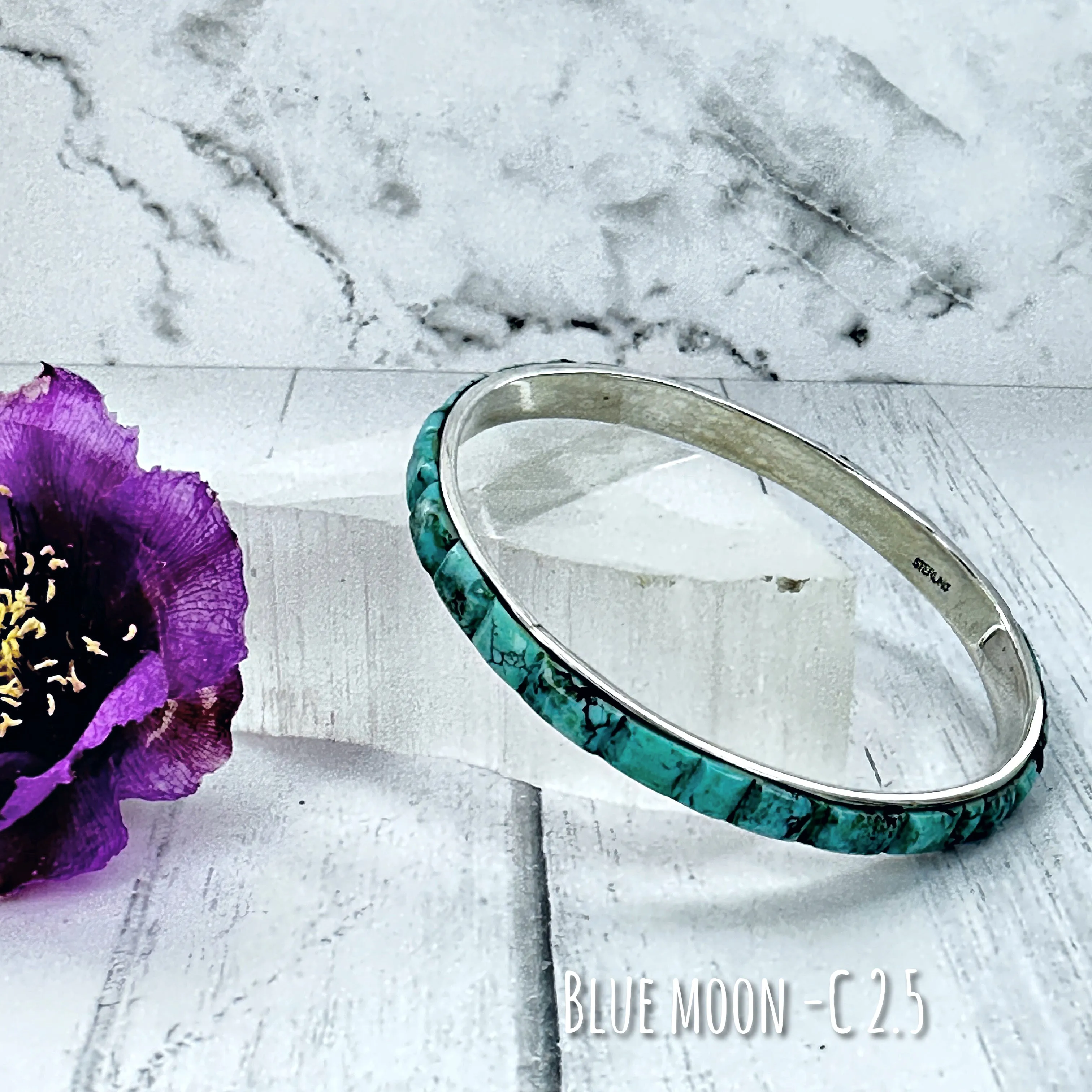 Blue Moon Turquoise Bangle Bracelet 2.5