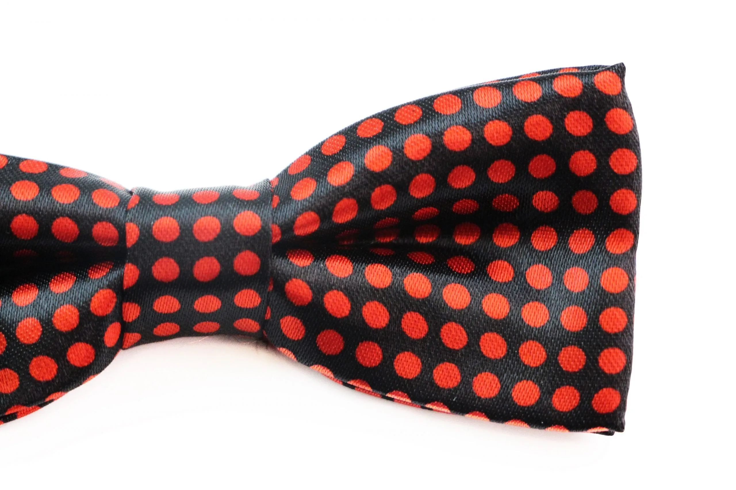 Boys Black With Red Small Polka Dot Patterned Bow Tie