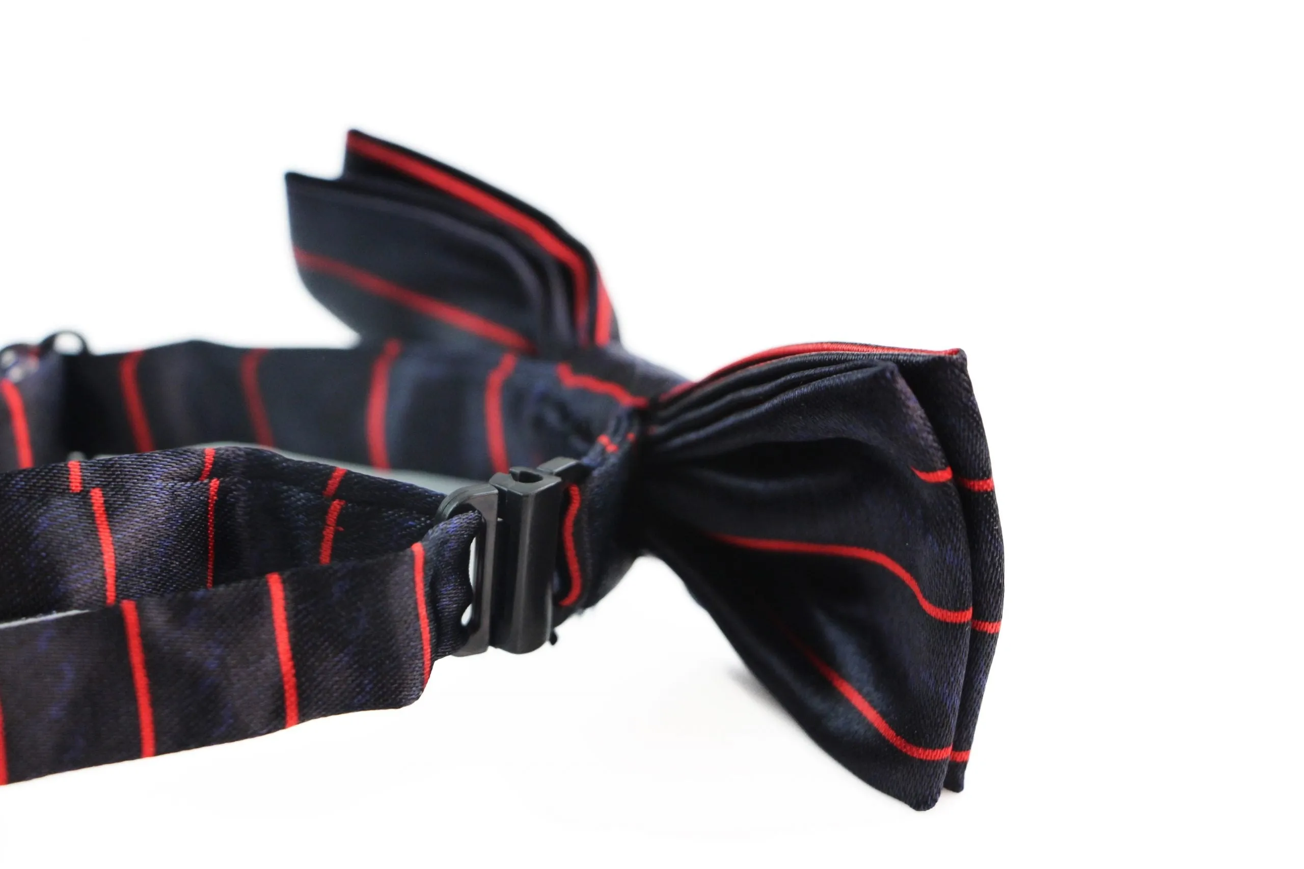 Boys Gunmetal With Red Stripes Patterned Bow Tie