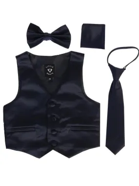 Boys Navy Satin Vest Set (3-6M to 14)